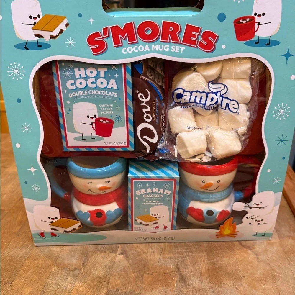 Bay Island S'mores Cocoa Mug Set with Snowman Mugs